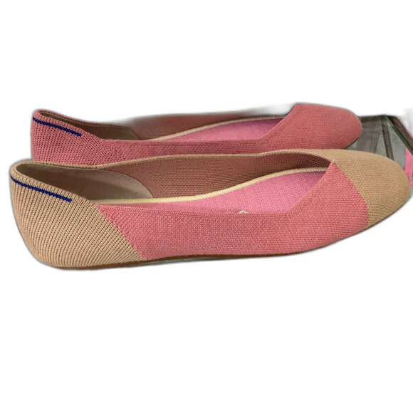 Rothy’s Marta Ferri Women’s Beige Pink Square Toe Flat Size 8.5 US - Picture 3 of 10